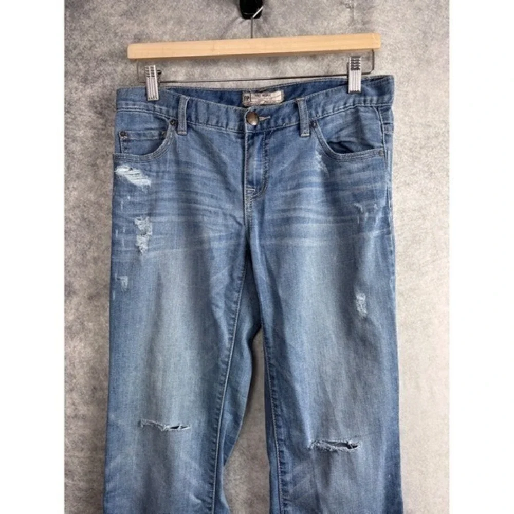 Free People Denim Cropped Blue Jeans Distressed Raw Hem Size‎ 26